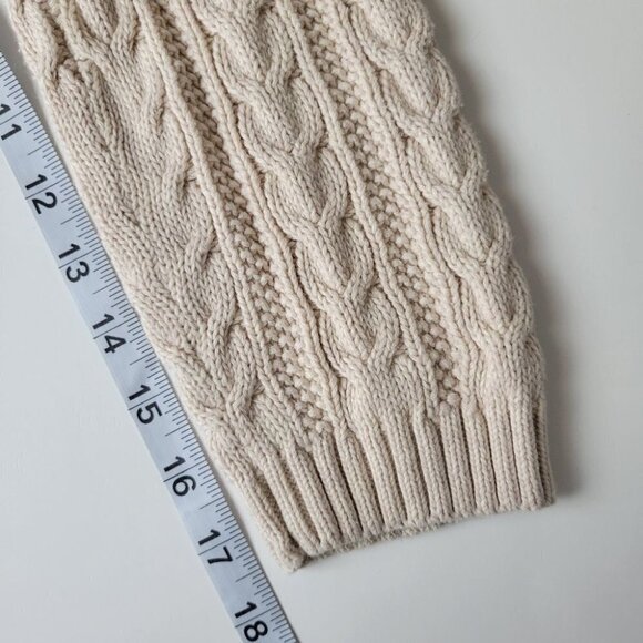 Beige Chunky Cable Knit Sweater Oversized Collar L - Picture 9 of 10